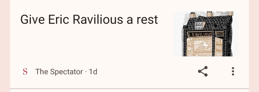 Screenshot of link to The Spectator Give Eric Ravilious a rest.