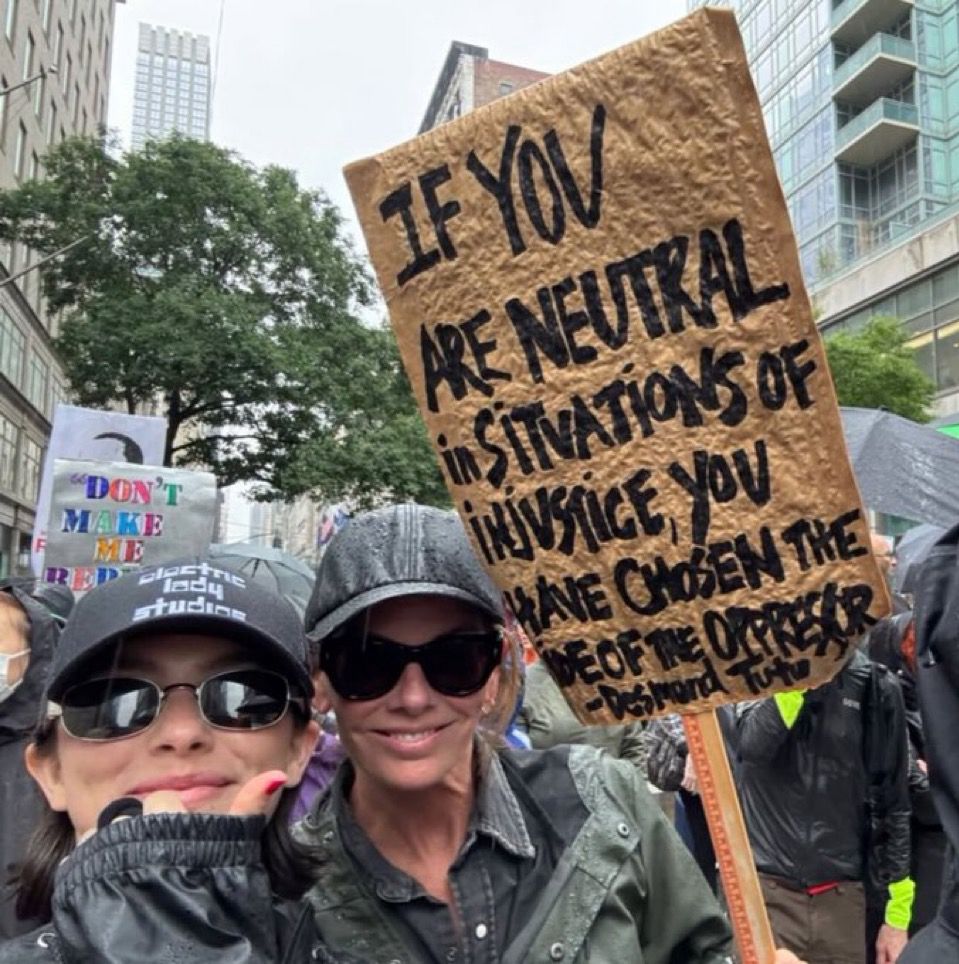 Gracie and her mom protesting peacefully in LA. 