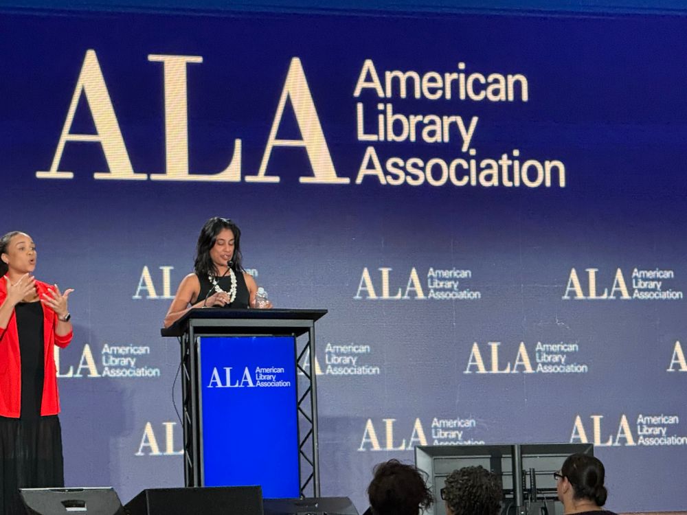Vauhini Vara, author of The Immortal King Rao, finalist for the Pulitzer Prize, gives a talk on a stage at LibLearnX regarding AI and the implications on writing literature. 