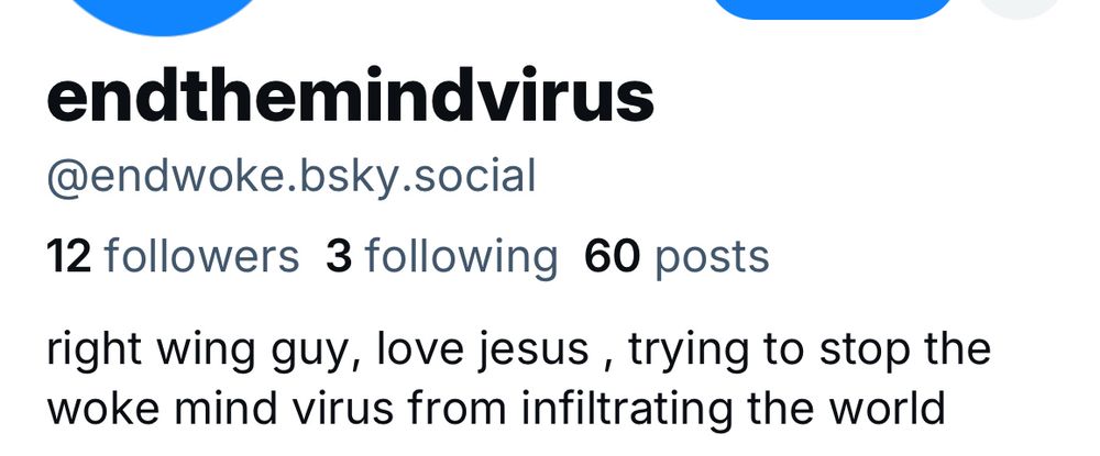 Screenshot of right wing page @endwoke.bsky.social to be blocked