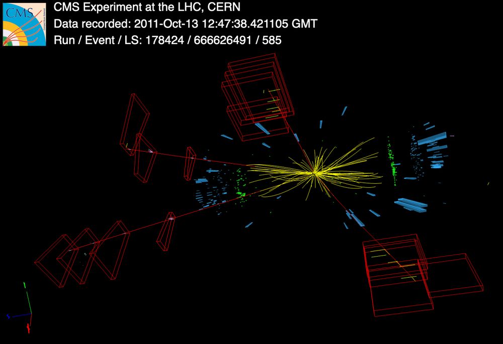 Image of a 4 muon event as captured by the Compact Muon Solenoid detector