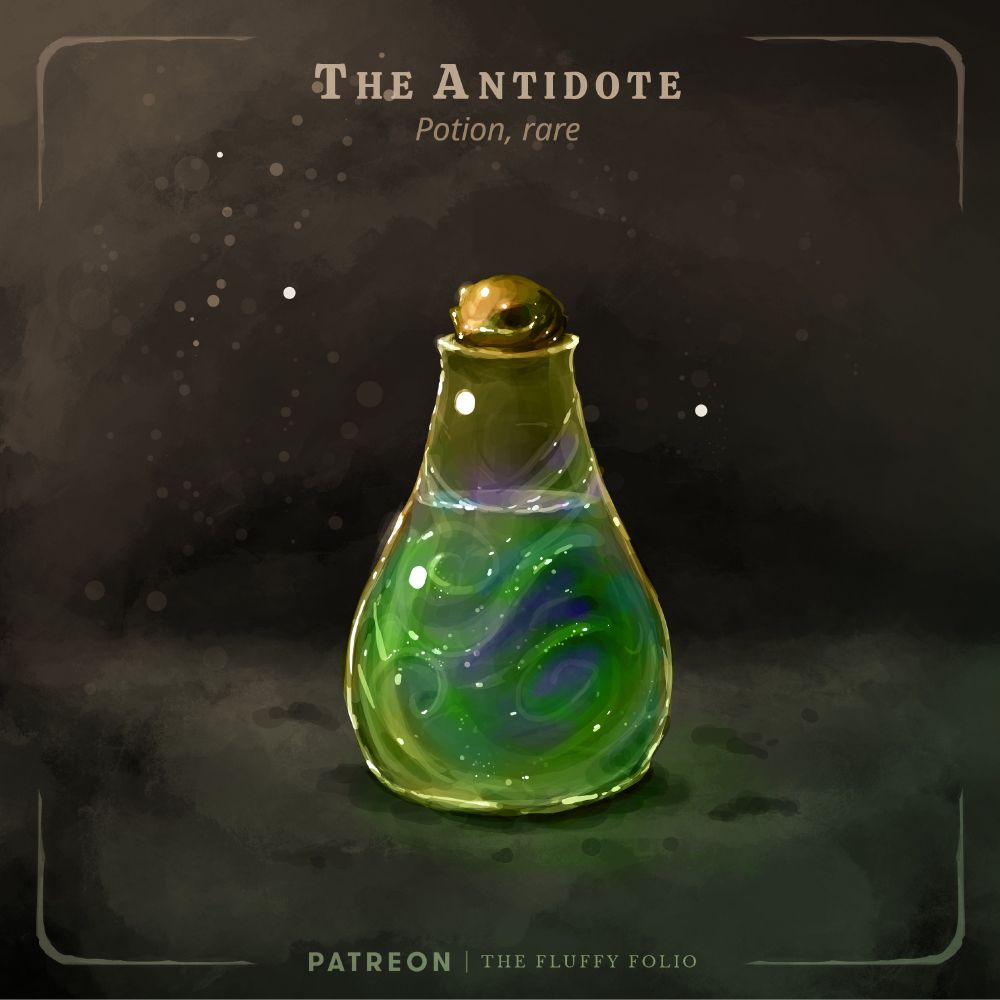 A green magical potion called the Antidote