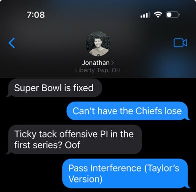 A funny text message thread. 
