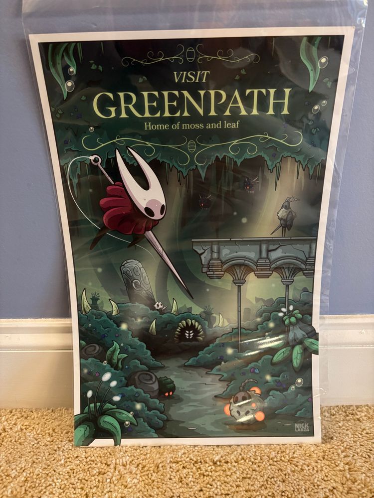 Silksong poster - mostly from hollow knight but featuring Hornet. Ps silk song is so good go play it 