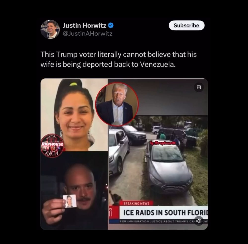 Idiot Trump voter mad his wife is going to be deported. Hate to editorialize on an ALT text but these people seriously need to go fuck themselves.