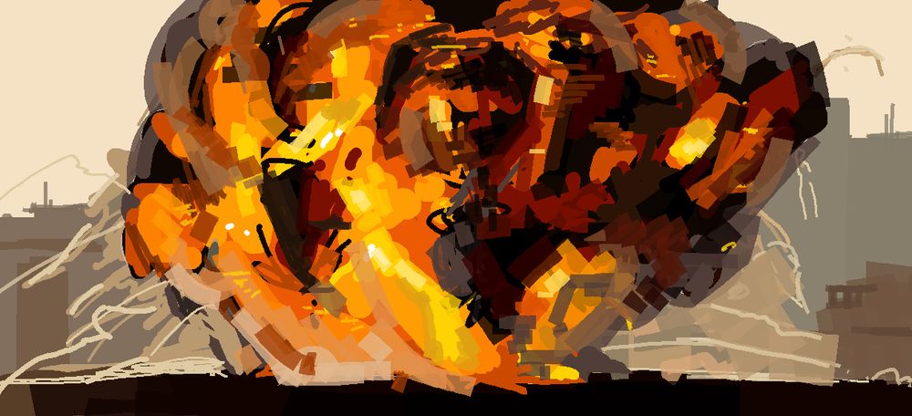 digital painting of an explosion done in mspaint