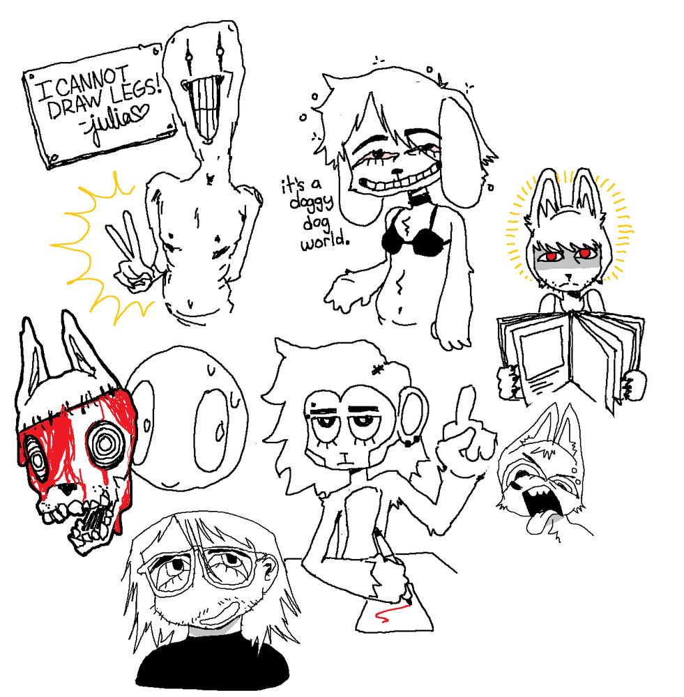 a collection of drawings, too many to list