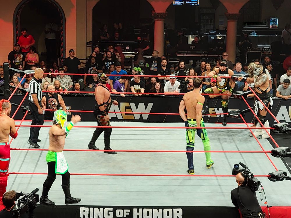 Super Rudos vs ROH J.O.B. Squad (I tease; all those guys are really good)
