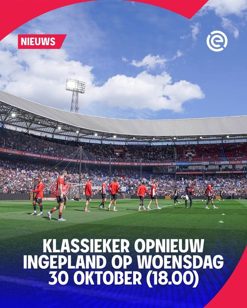 Feyenoord – Ajax verplaatst naar woensdag 30 oktober 18:00