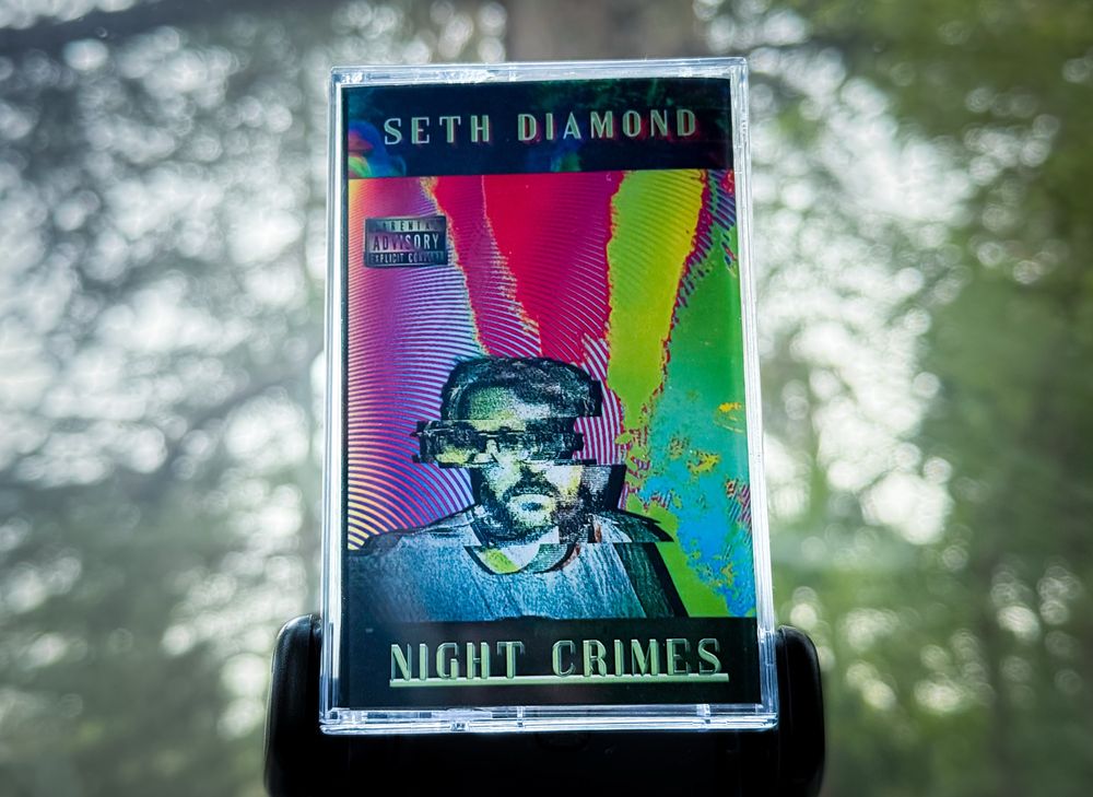 cassette for Seth Diamond NIGHT CRIMES on the dashboard of a car

