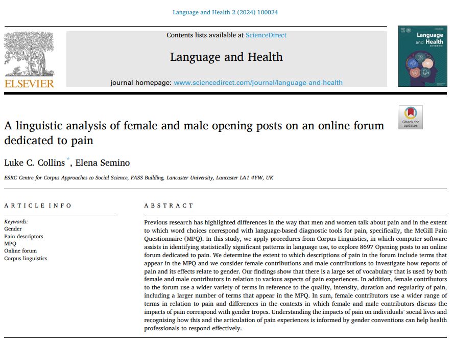 Front page of an article in Language and Health