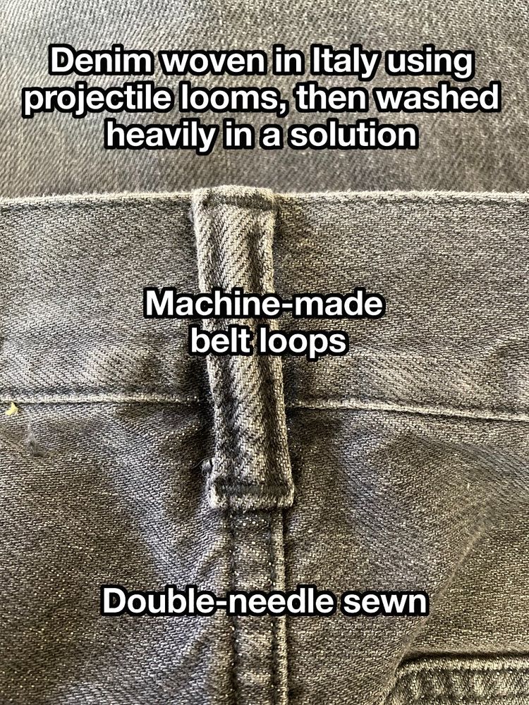 These Our Legacy jeans are made from washed projectile loom denim. They have machine-made belt loops and double needle sewing. 