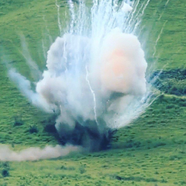 A landmine blowing up in Laos. 