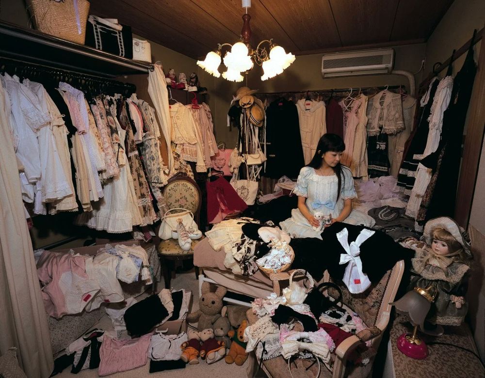 A woman's closet full of clothes. 