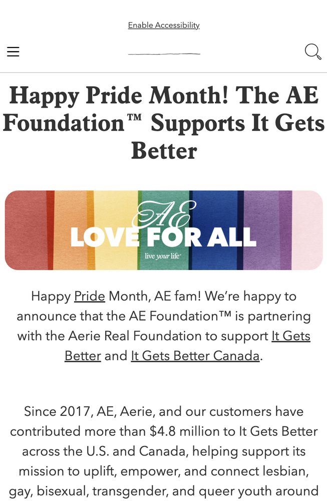 From their foundation website. It says they donated to It Gets Better, an organization that helps LGBTQ+ youth. Since 2017, they'e donated $4.8 million to this organization. 