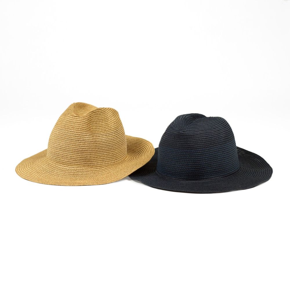 Some Sublime straw hats in tan and navy. 