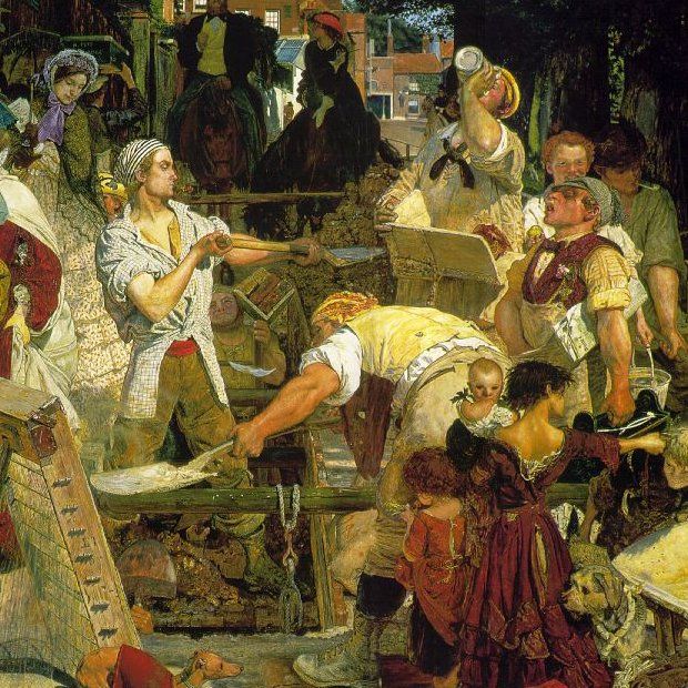 A close-up of the 1865 painting 
