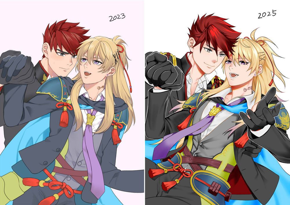 昔描いた絵をセルフリメイクした絵。大包平×小竜景光