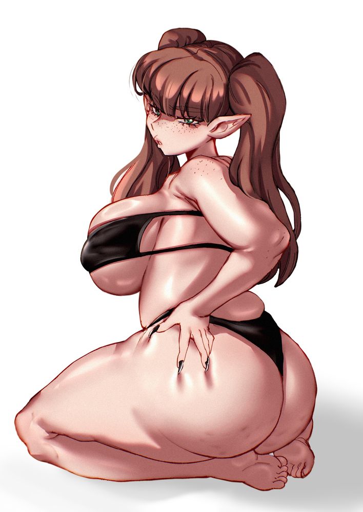 Elf in black bikini