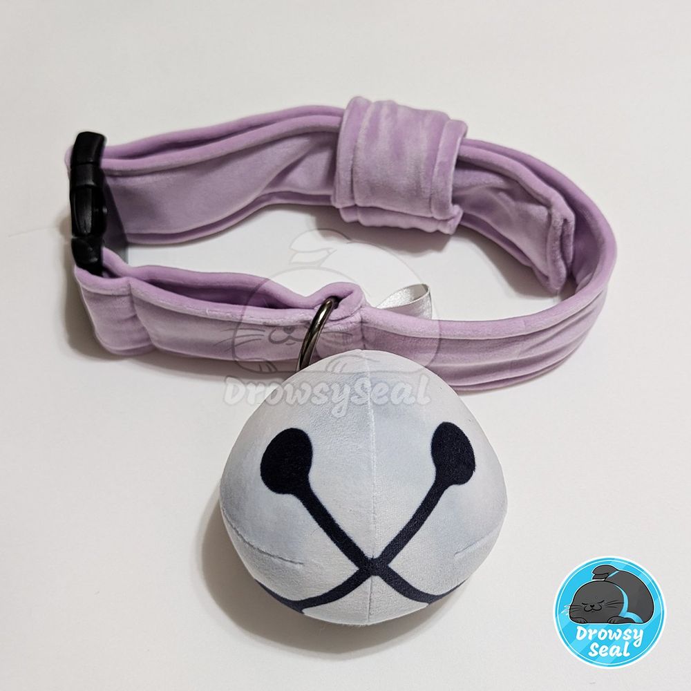 Purple mochi minky collar with silver plush bell