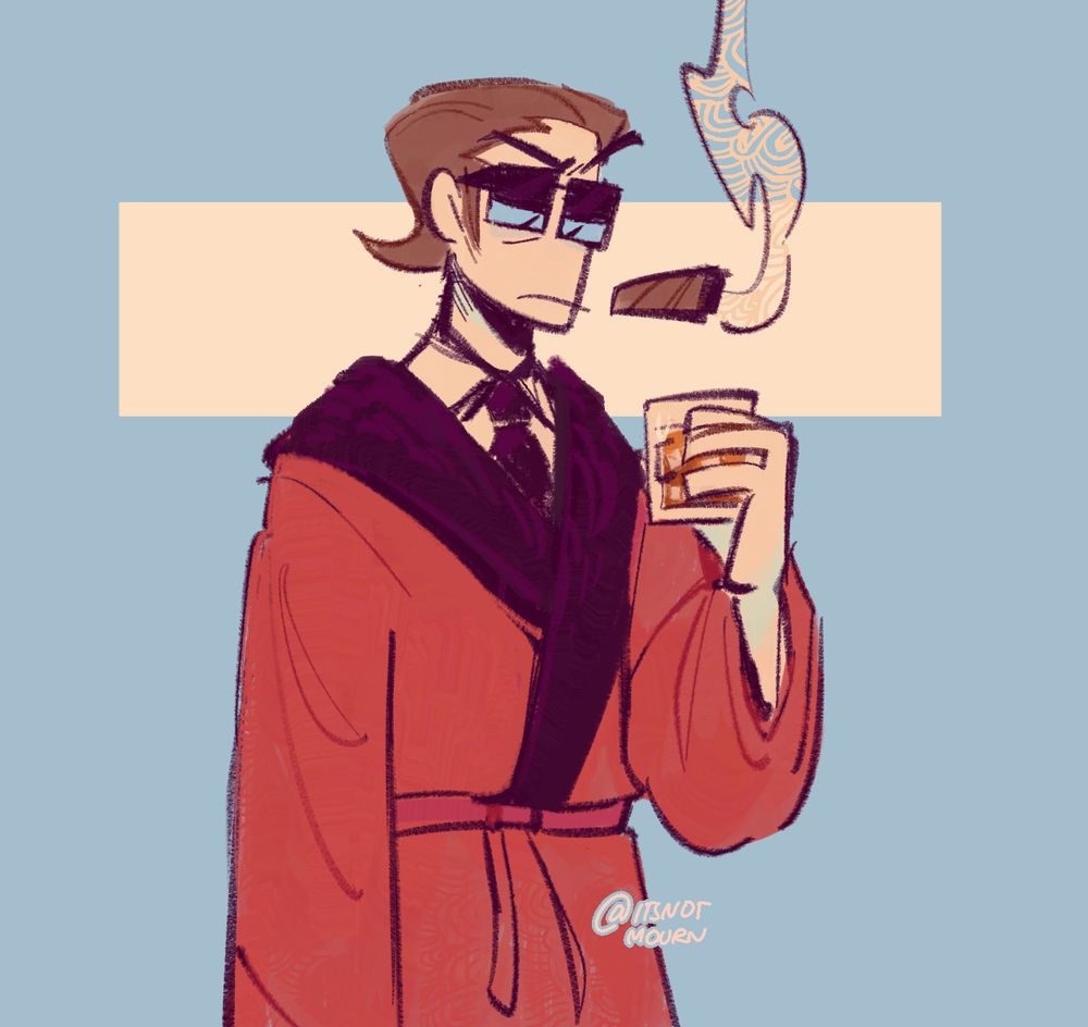 Digital artwork of Richard from Spooky Month wearing a red robe, which is the iconic outfit of Clay Puppington from Moral Orel.