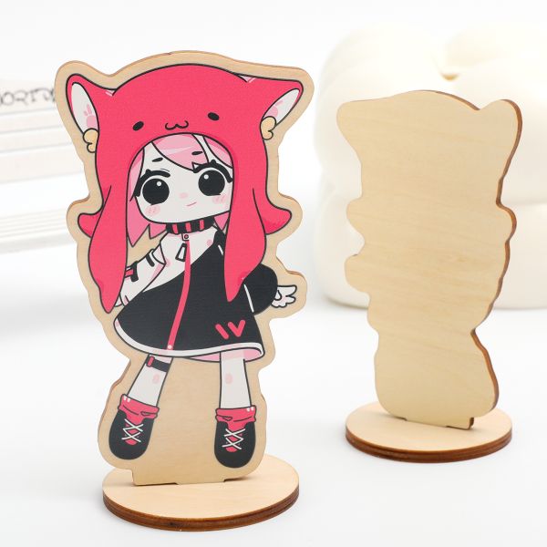 A photo of wooden standees, printed on one side.