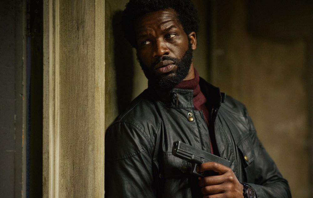 A shot from Gangs of London featuring Sope Dirisu.