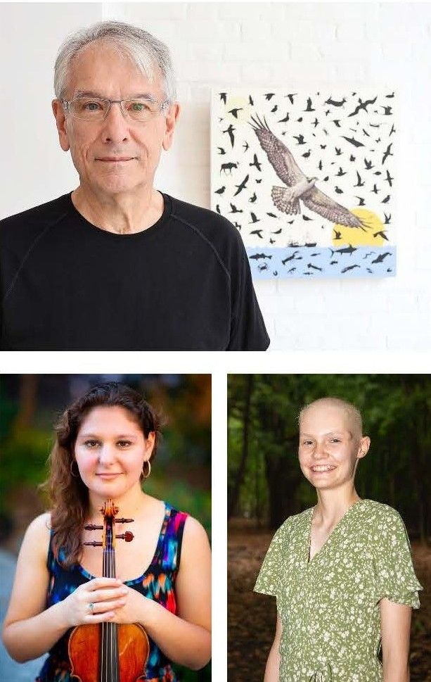 CT Sea Grant Arts Support Award recipients Richard Klein, curator; Ilana Zaks, violinist; and Brannon Warn-Johnston, composer