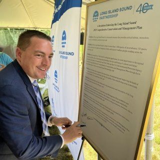 EPA Region 2 Regional Administrator Michael Martucci at the CCMP signing event at the Jay Heritage Center in Rye, NY for the Long Island Sound Partnership.