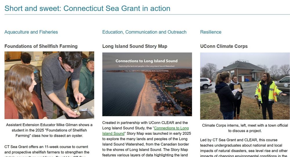 Screenshot from CT Sea Grant "Short and sweet" web page