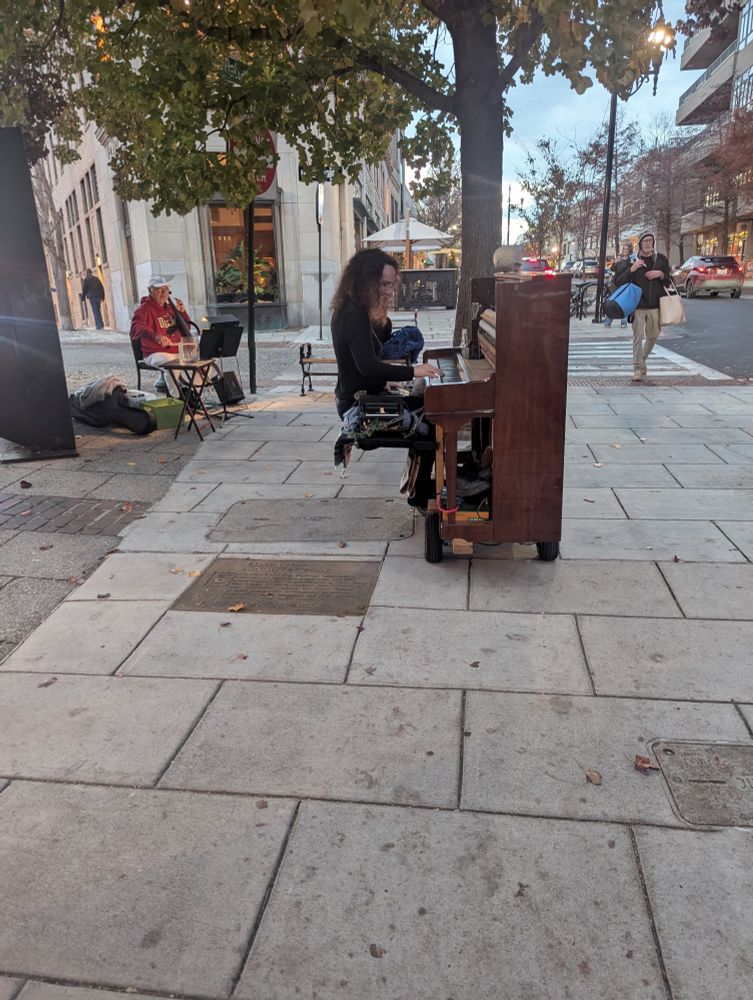 Rolling piano player in Asheville