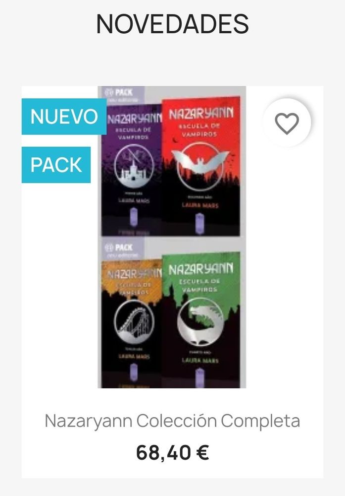 Foto a la web donde se ve el pack de la saga completa, los 4 libros con descuento.