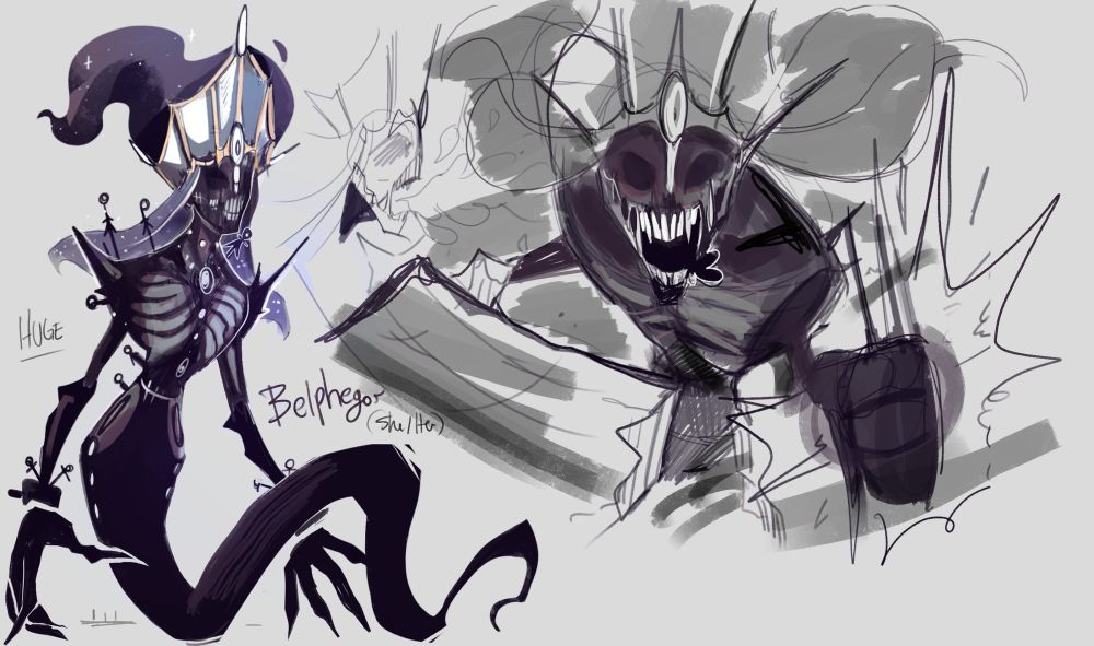 Concept design for Belphegor, being a giant ghost like monster with a veil. 