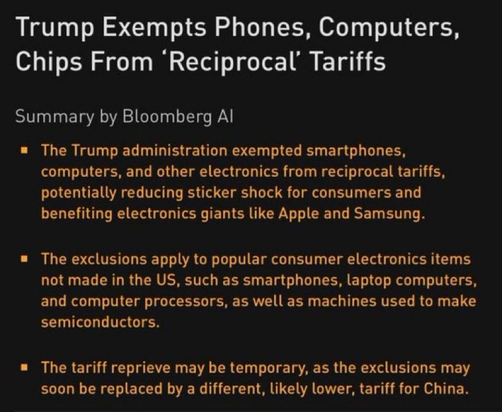 U.S. exempts chips and computers from tariffs 