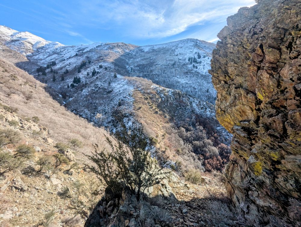 Part of the trail hugged a cliff base and ascended steeply