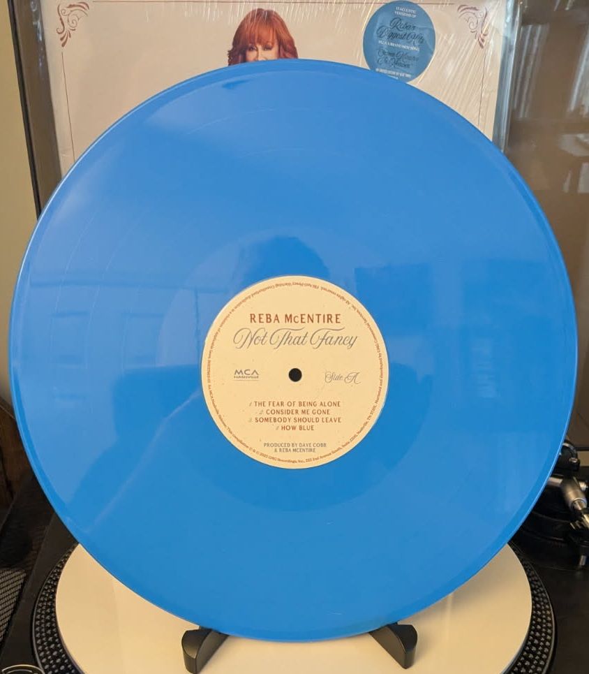 Sky Blue vinyl pressing of Reba McEntire's "Not That Fancy" album