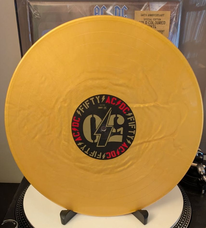 Gold vinyl pressing of AC/DC's "Blow Up Your Video" album (side B)