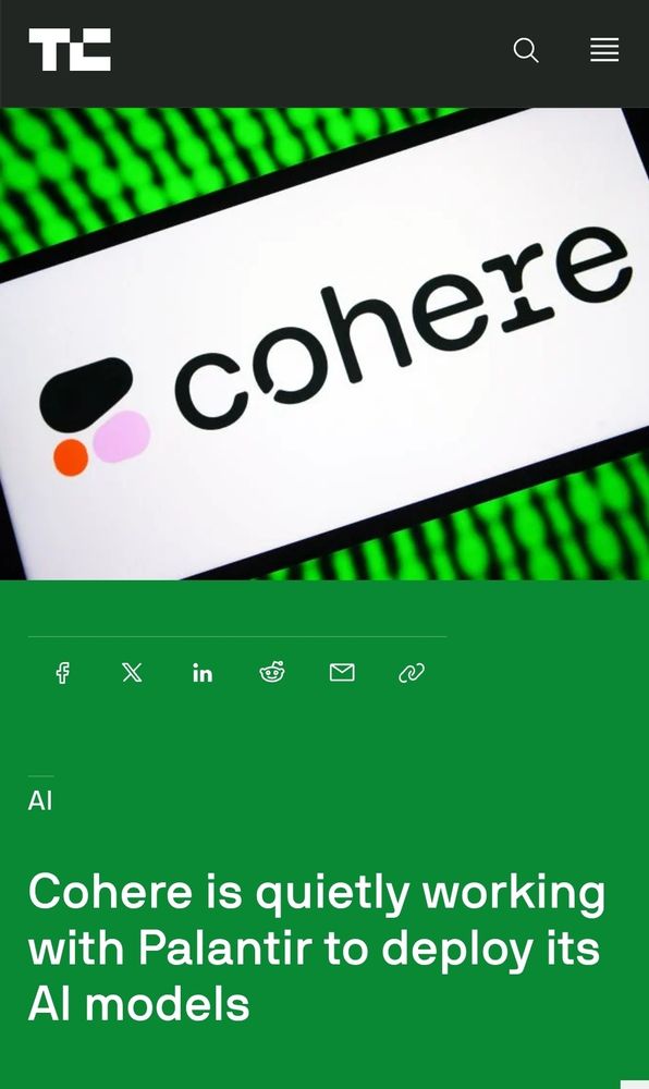 "Cohere is quietly working with Palantir to deploy its AI models"
