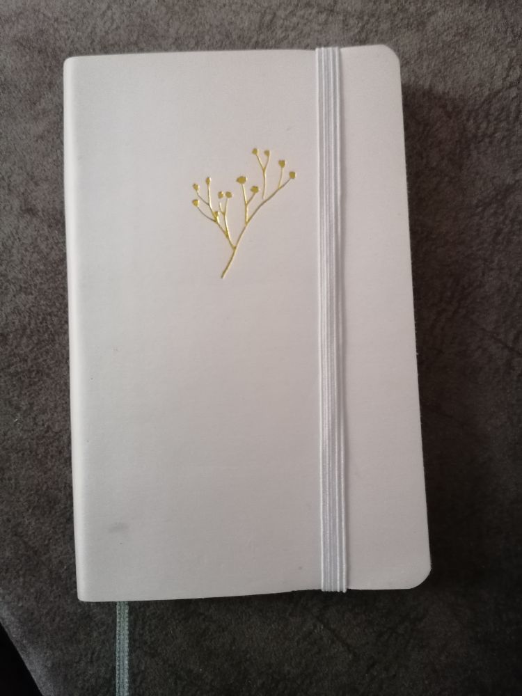 Small cream notebook with a little gold branch in the middle