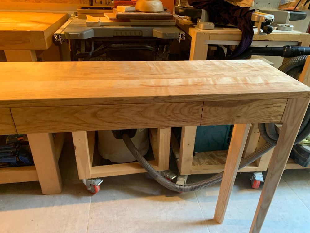 Right hand side of the console, showing a drawer. 