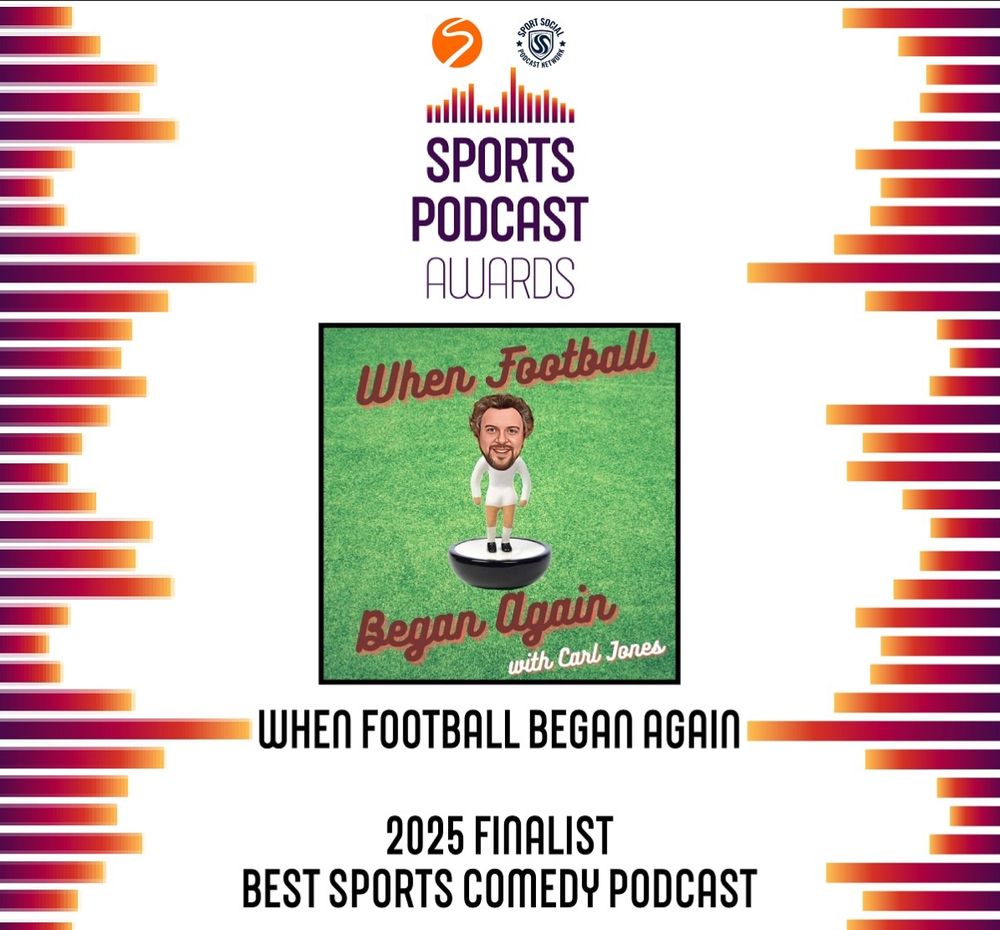 podcast artwork of a man as a subutteo player being recognised for his award nomination