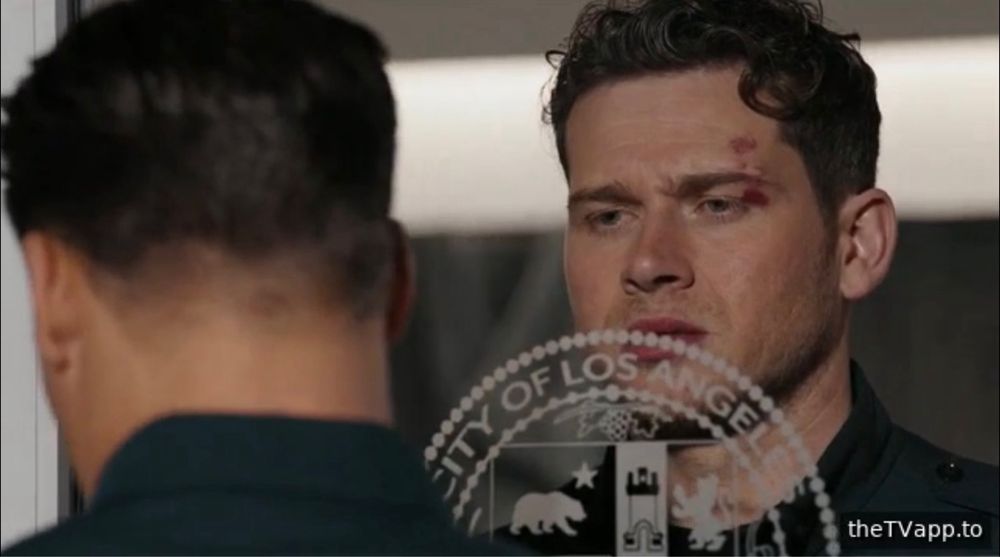 Buck being sad with Eddie in the firehouse