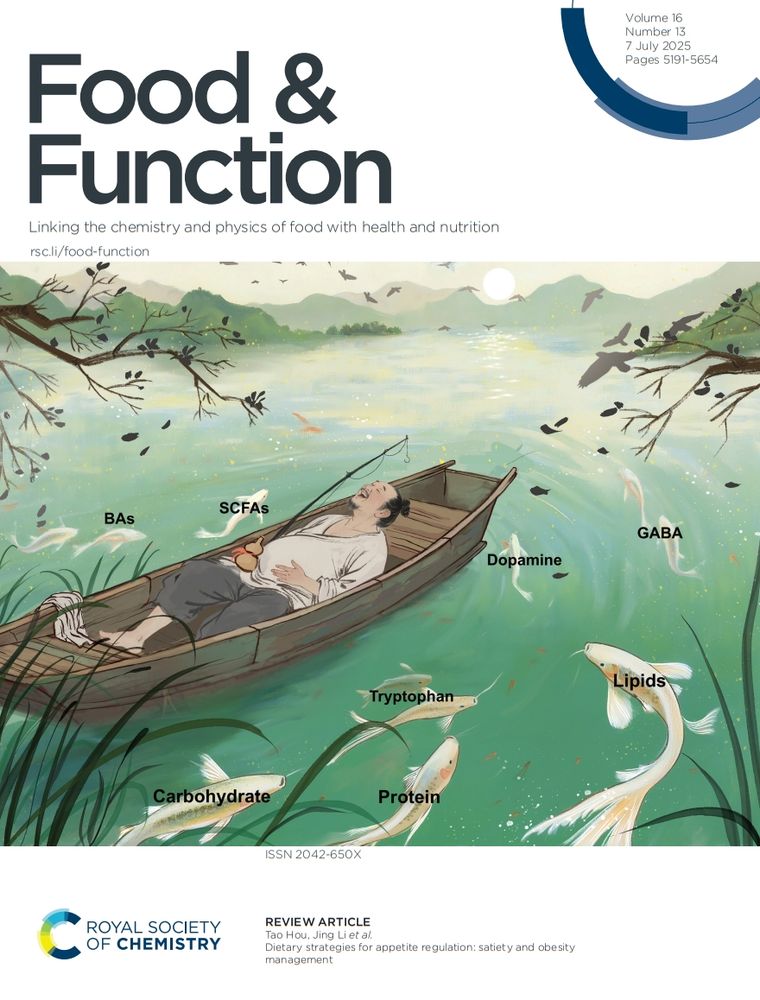 Inside front cover of issue 13 of @foodfunction.rsc.org. Image shows man in fishing boat on lake.