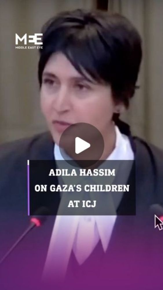 Middle East Eye on Instagram: "Adila Hassim, a South African lawyer and advocate, fights back tears as she delivers a statement at the International Court of Justice about the suffering of Palestinian...