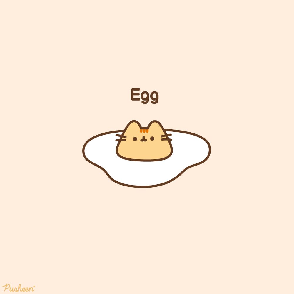 Pusheen is shown as an egg.
