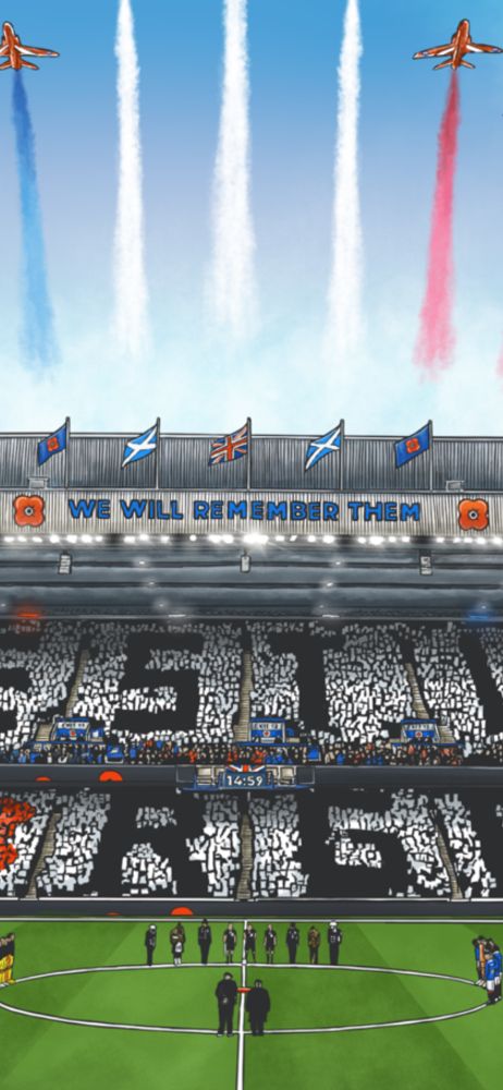 Artwork inspired by the home of Glasgow Rangers, Ibrox Stadium to commemorate Remembrance Day