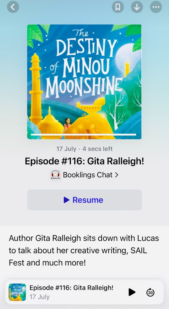 Screenshot of podcast 'Booklings Chat' episode #116 with Gita Ralleigh