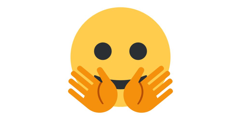 An Emoji Mashup combining 🌚 and 🤗. 