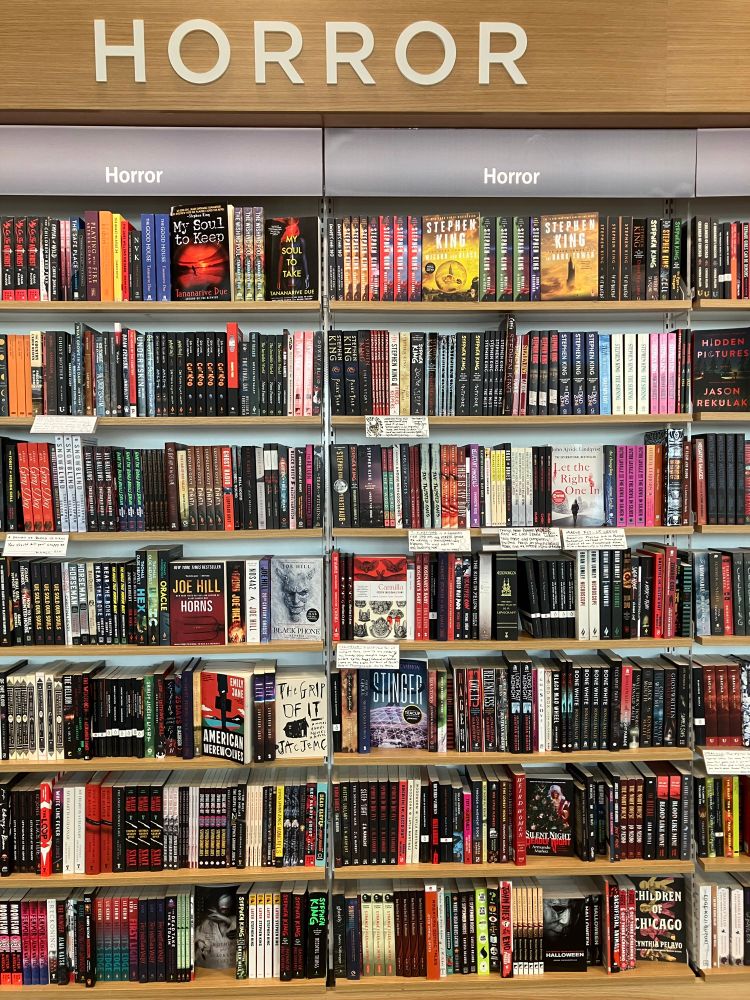 The novelization of Silent Night, Deadly Night in the Horror section at Barnes & Noble.