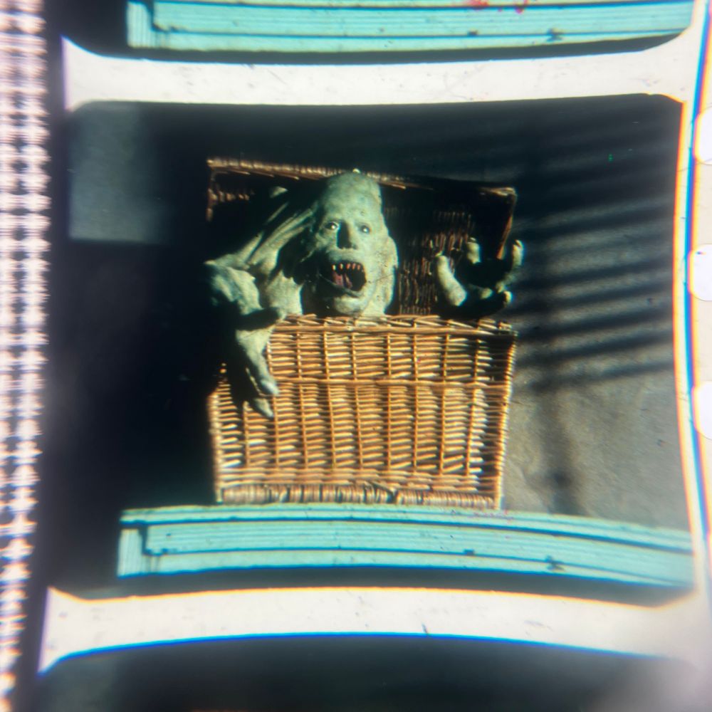 Belial pops out of his basket in a frame from Basket Case.